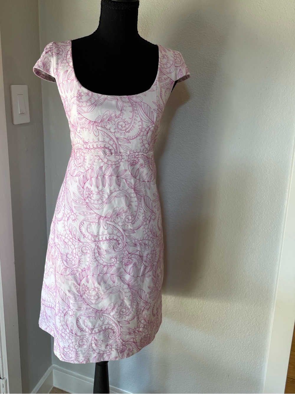 Lilly Pulitzer White & Purple Embroidered Paisley Mini Dress
